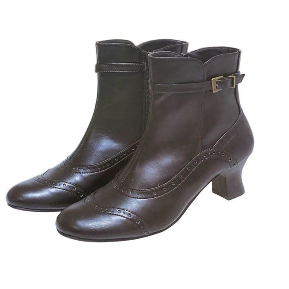 NWT Brown Steampunk Victorian Costume German Ankle Booties Size 7.5 EUR 38 - Picture 1 of 13